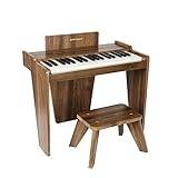 ZIPPY MAT Barnpianotangentbord, 37 tangenter digitalt piano för barn, musiklärande instrumentleksak, träpiano för småbarn, flickor och pojkar (Valnöt Basic)