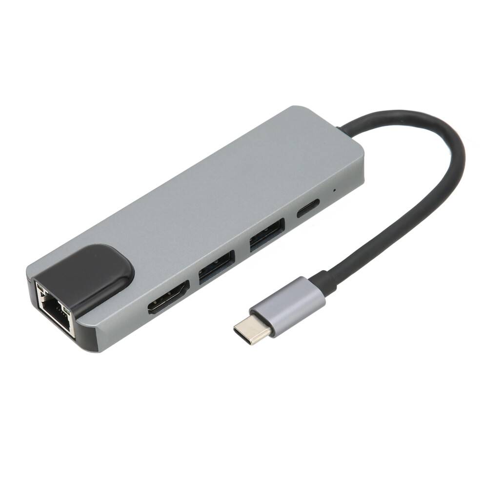Multifunktionel USB C Hub-adapter til Macbook Pro, krystalklar videostreaming, superhurtige USB 3.0-porte, til hjemmekontor og brug på farten, 5