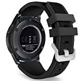 MoKo Strap Compatible with Samsung Galaxy Watch 3 45mm/Galaxy Watch 46mm/Gear S3 Frontier/Classic, 22mm Soft Silicone Replacement Sport Band for Men Women, Black