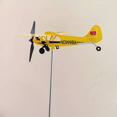 TEMU 1 Set Piper J3 Cub Airplane Weathervane, Airplane Wind Spinner Metal Weathervane Windmill, Airplane Weather Vane Vane For Sheds Yard Garden Patio Lawn