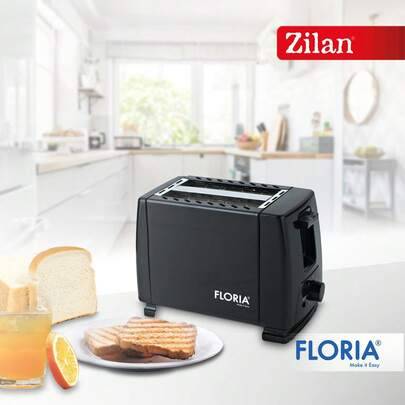 Floria ZLN1826 svart brödrost, 700W, 7-stegs temperaturkontroll, med stoppknapp