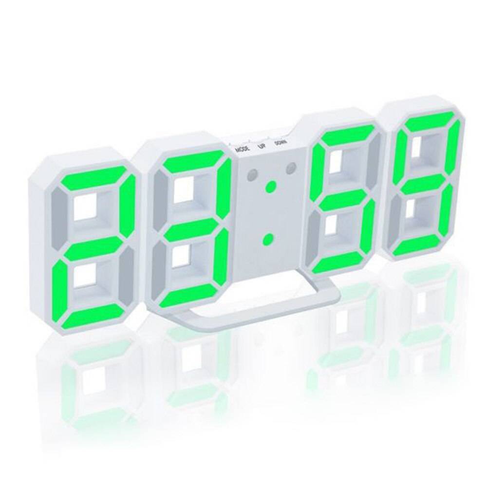 Digital Väggklocka 3D LED - Vitgrön