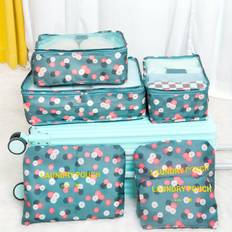 TEMU 6pcs Floral Travel Organizer Set - Polyester Luggage Packing Cubes For Efficient Clothing Storage