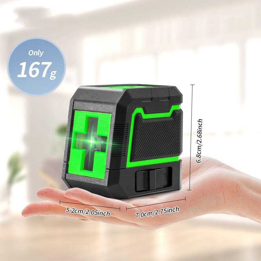 High-Precision Mini 2-Line Green Laser Level: Portable, Infrared, & Automatic Self-Leveling for Strong Outdoor Light