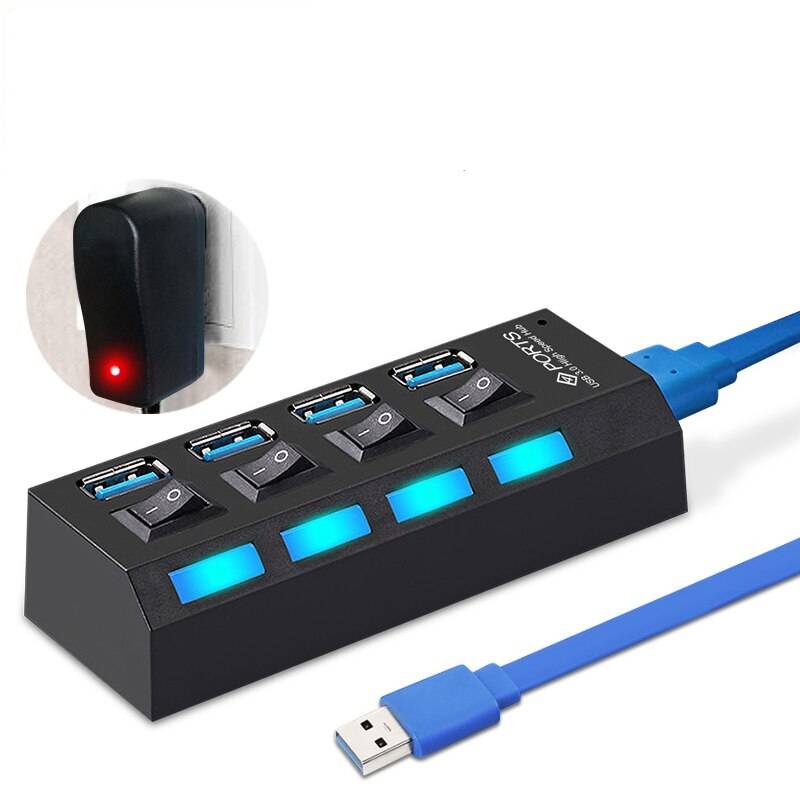 Höghastighets usb splitteromvandlare med separat brytarkontakt på / av hub usb 3.0 4 7 portar adapter usb c hub otg adapter powered