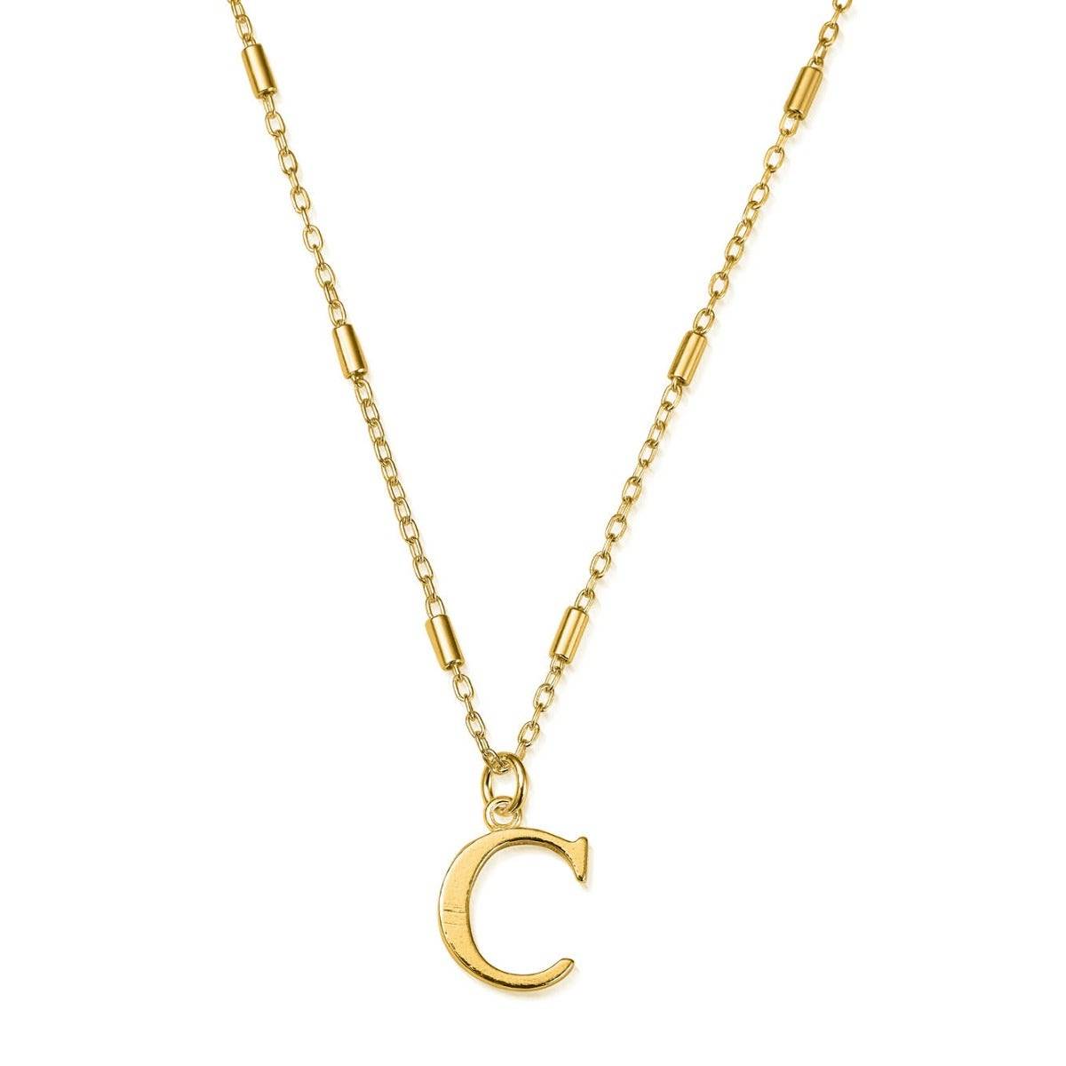 ChloBo Sterling Silver Gold Plated Initial Necklace C - Default Title / Gold