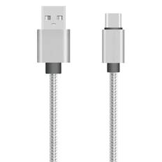 Ladekabel 1 meter - USB til USB-C - Stofbekældt ledning - Hurtig levering