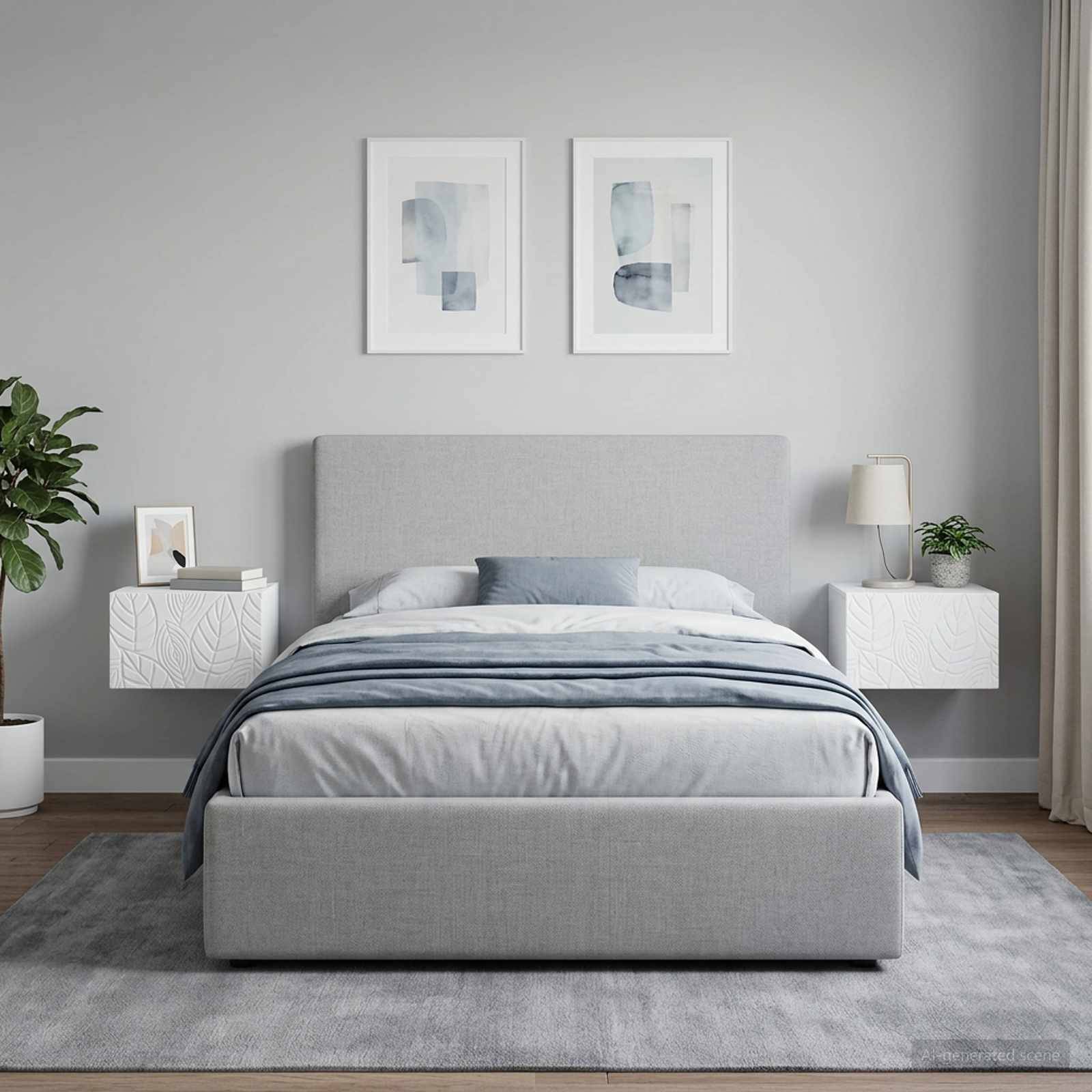 vidaXL Væghængt Natbord 2 pcs Hvid 49 x 34,5 x 20 cm Konstrueret træ
