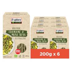 Explore Cuisine Bio Fettuccine aus Edamame (grüne Sojabohnen) und Mungobohnen – Glutenfreie Nudeln, pflanzliche Protein Pasta ohne Zusatzstoffe, wenig Kohlenhydrate, vegan, 6x 200g