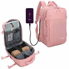 Ryanair Cabin Backpack 40x20x25cm (20L) | Waterproof Travel Backpack Compatible With 14-Inch Laptops With Cable Pass-Thru | Heavy-Duty Carry-On Luggag - Pink