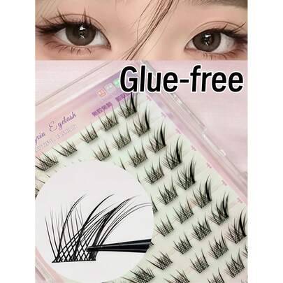 Limfria Su Daji falska ögonfransar, C-curl, 60 kluster i koreansk stil, 9–12 mm blandad längd, naturlig förlängning av ögonvrån, fox eye-makeup, ingen - Svart