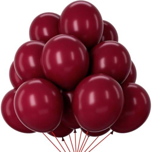 100-pack vinröda ballonger, latex starka tjocka mörkvinröda ballonger