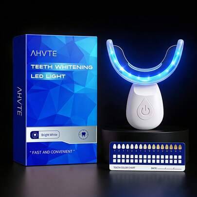 Tandblekningsaccelerator - LED-ljus (200mAh batteri), trådlöst blått ljus för bekväm användning, professionellt tandblekningsverktyg och tillbehör - Vitt (En-Storlek,Uppsättning)