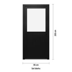Plast Udhusdør - ½ Klart Glas Antracit 95 x 205 Højre Ind (HI)
