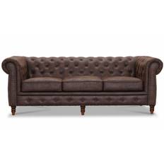 Chesterfield Cambridge soffa 3-sits tyg Vintage brun