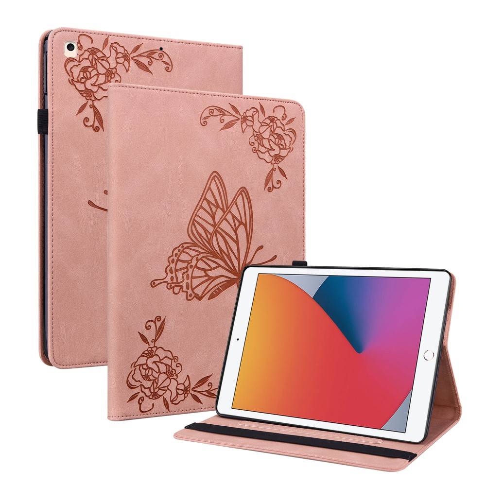 Läderfodral Fjärilar Apple iPad 10.2 8th Gen (2020) Rosa