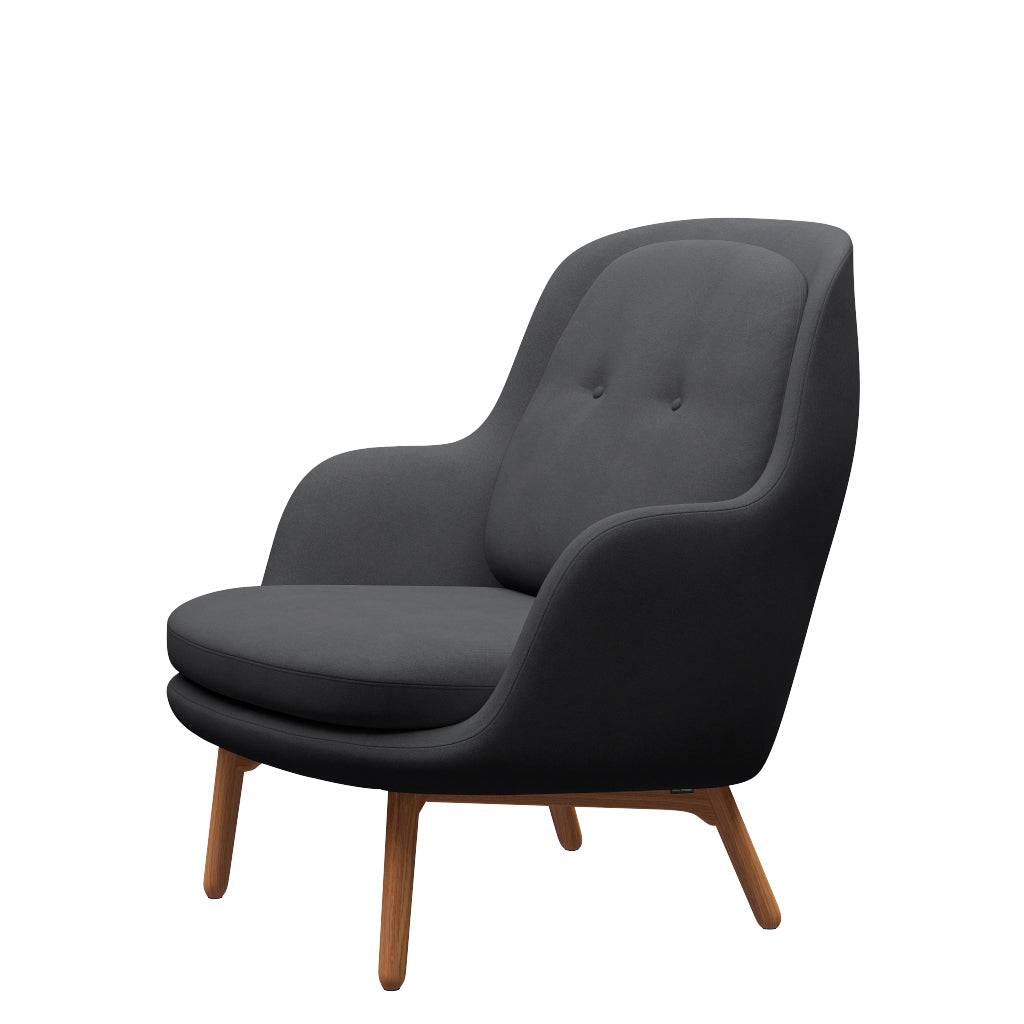 Fri Lænestol m. stel i eg fra Fritz Hansen Christianshavn - 1172 Grey Uni - Jacobsen Plus
