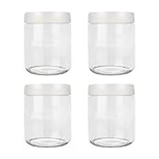 JJoexyfit Glasburk med skrubblock, övernattningsbehållare med lock, bred mun förvaringsbehållare läckage (500 ml - vit)