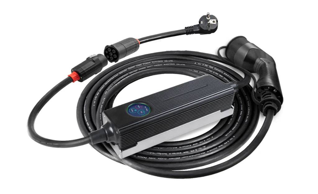 Laddkabel Mode 2 Typ 2 11 kW Evconnect – semiportabel 1/3-fas 16A LCD jordfelsbrytare