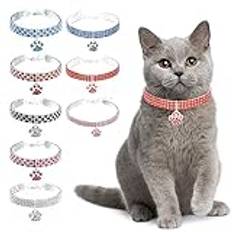 Ranphy husdjurshalsband med strass för liten katt och hund justerbar kristall diamant elastisk tass hänge bröllop litet husdjur halsband smycken, röd, M