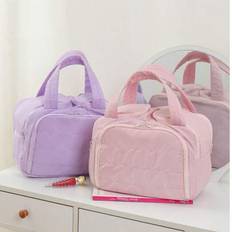 1 st flerfacks quiltad minimalistisk enfärgad bärbar rese-necessär, stor kapacitet lätt mjuk fläckfri unisex necessär med torr-våt separation, lämplig - Multifärgad (rosa,svart,Lila,blå)