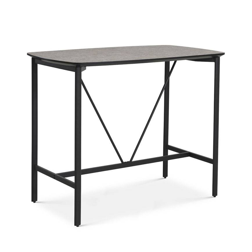 Indian counter bar bord 120x70cm h93cm Terazzo beige Sorte metal ben