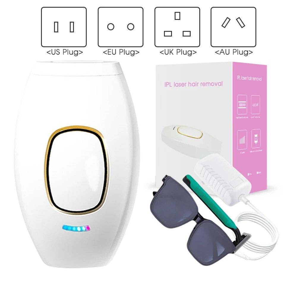 Body Bikini IPL 500 000 Flash Depilator Pulser Permanent Laser Epilator Smärtfri för kvinnor Hårborttagning Enheter för hemmabruk EU Plug vit