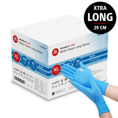 Storpack! Extra långa Power Nitrilhandskar blå (XL) Amabilia 10x100/fp