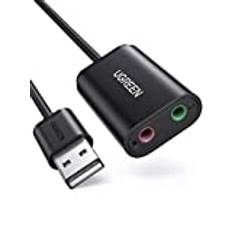 UGREEN Externt Stereo Ljudkort USB Ljudadapter Plug and Play Ljudkort USB Ljudkort Kompatibel med Windows 10/8.1/8/7/Vista/XP, Mac OS X, PS4, Linux, Windows Surface 3 Pro, Raspberry Pi, etc.