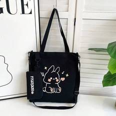 Canvas Shoulder Bag, Versatile High Capacity Book Bag For School Students, Suitable For Middle And Primary School - Black - one-size