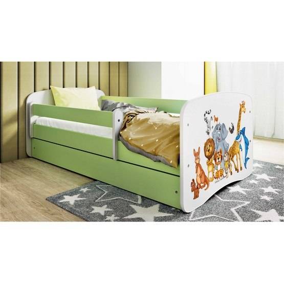Kocot Kids Barnsäng - Babydreams Grön Med Madrass - Djur 140x70 Cm