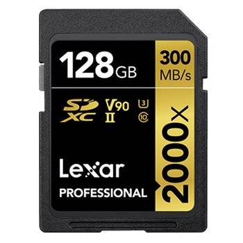 Lexar SDXC Professional Type Gold - 2000x 300MB/s V90 II - Returnerede varer  128 GB