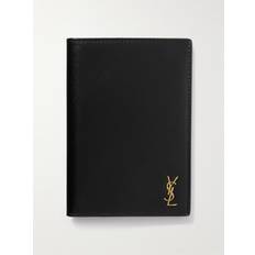 SAINT LAURENT - Cassandre Logo-Embellished Glossed-Leather Passport Cover - Men - Black