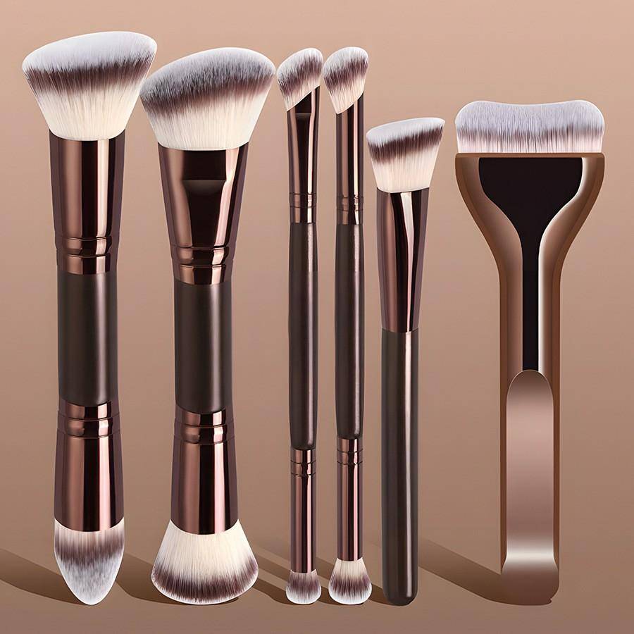 6 st Professionell & Nybörjar Sminkborstset med Kabuki-borste - Mjuka Nylonborst, Foundation/Concealer/Rouge-borstar Lämpliga för Hudtyper white