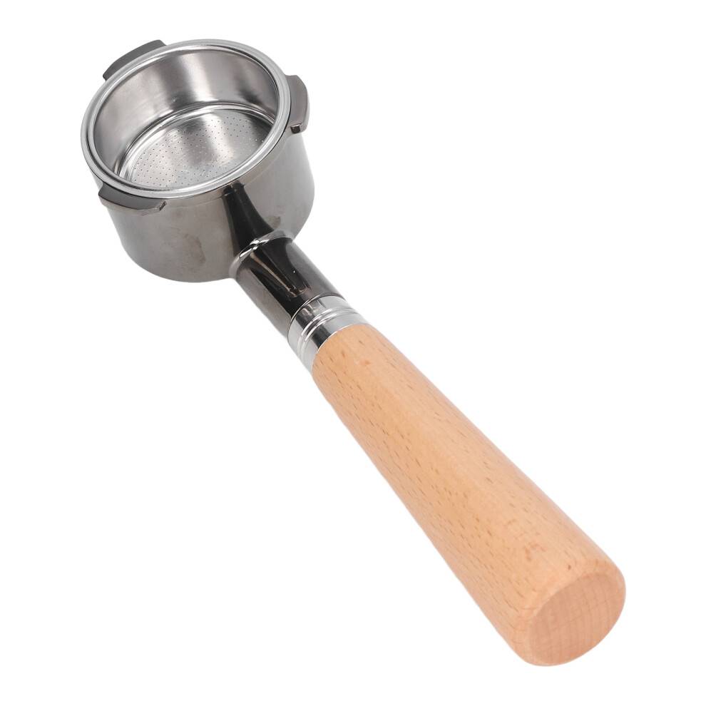 Ergonomisk bundløs portafilter med træhåndtag, 51 mm rustfrit stålfilter, kompatibel med DeLonghi espressomaskine, perfekt til kaffeelskere