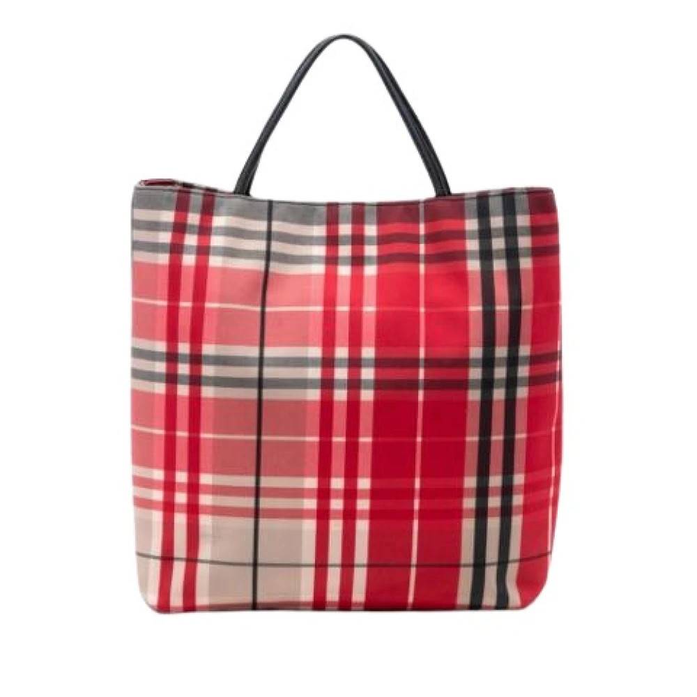 Burberry Vintage Pre-owned House Check Canvas Tote - Vintage - Dame - Rød - ONE SIZE - Læder