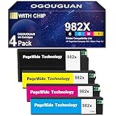 OGOUGUAN 982 982X bläckpatroner kompatibla för H P 982X för HP 765dn 780dn MFP 785f 785zs 982XBK 982XM 982XC 982XY (4-Pack)