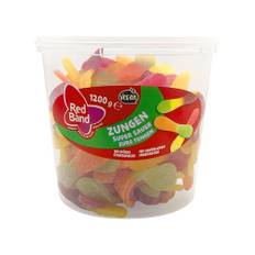 Red Band Fruchtgummi Zungen, super sauer, 100 Stück, 1,2 kg Dose + Tabakguru Kugelschreiber