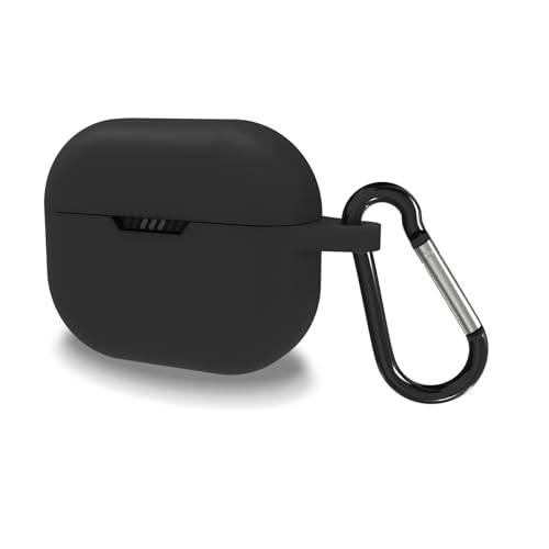 Geekria Silikonfodral Kompatibel med JBL Tune 130NC TWS True Wireless Earbuds, Hörlurar Skin Cover, Skyddsväska med nyckelringshake, Laddningsport tillgänglig (svart)