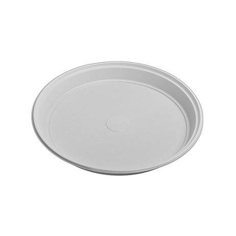 100 stk. Genbrugelige Plastiktallerkener Hvid 22 cm