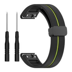 Garmin Fenix 7 Pro etc. 22mm Magnetic Urrem - Sort med grøn