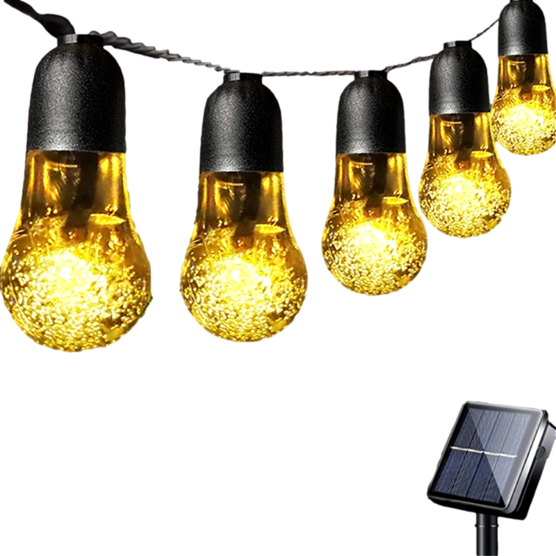 Solcelle Lyskæde 50 LED i varm hvid med 8 funktioner