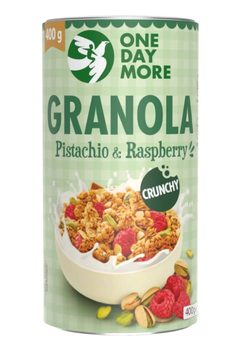 ONEDAYMORE Granola pistacjowa z malinami 400g - Pistachio & Raspberry - 400g