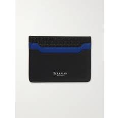 Serapian - Logo-Print Embossed Coated-Canvas and Leather Cardholder - Men - Black