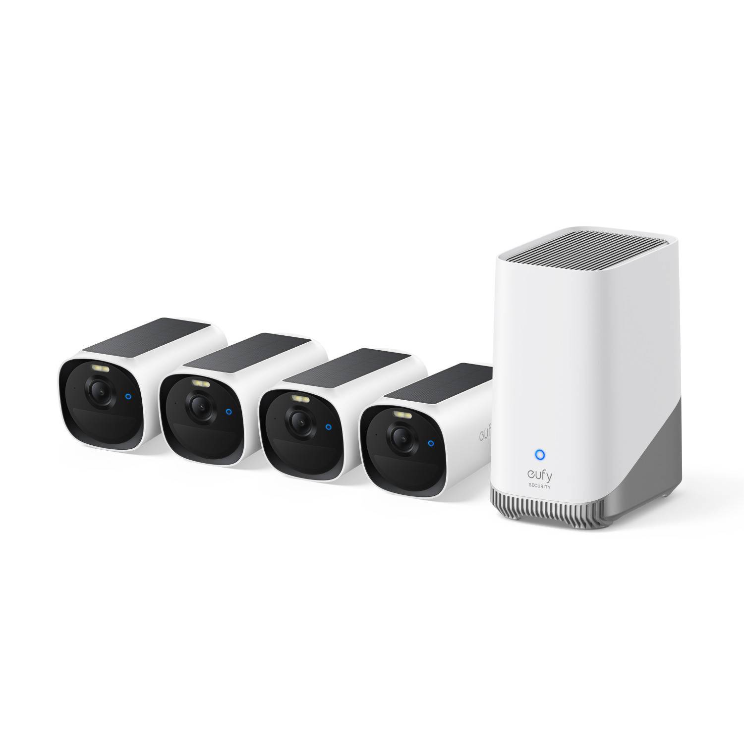 Anker eufyCam E40 4-Cam Overvågningskamera Sæt - 4 Overvågningskameraer + HomeBase 3 - Hvid