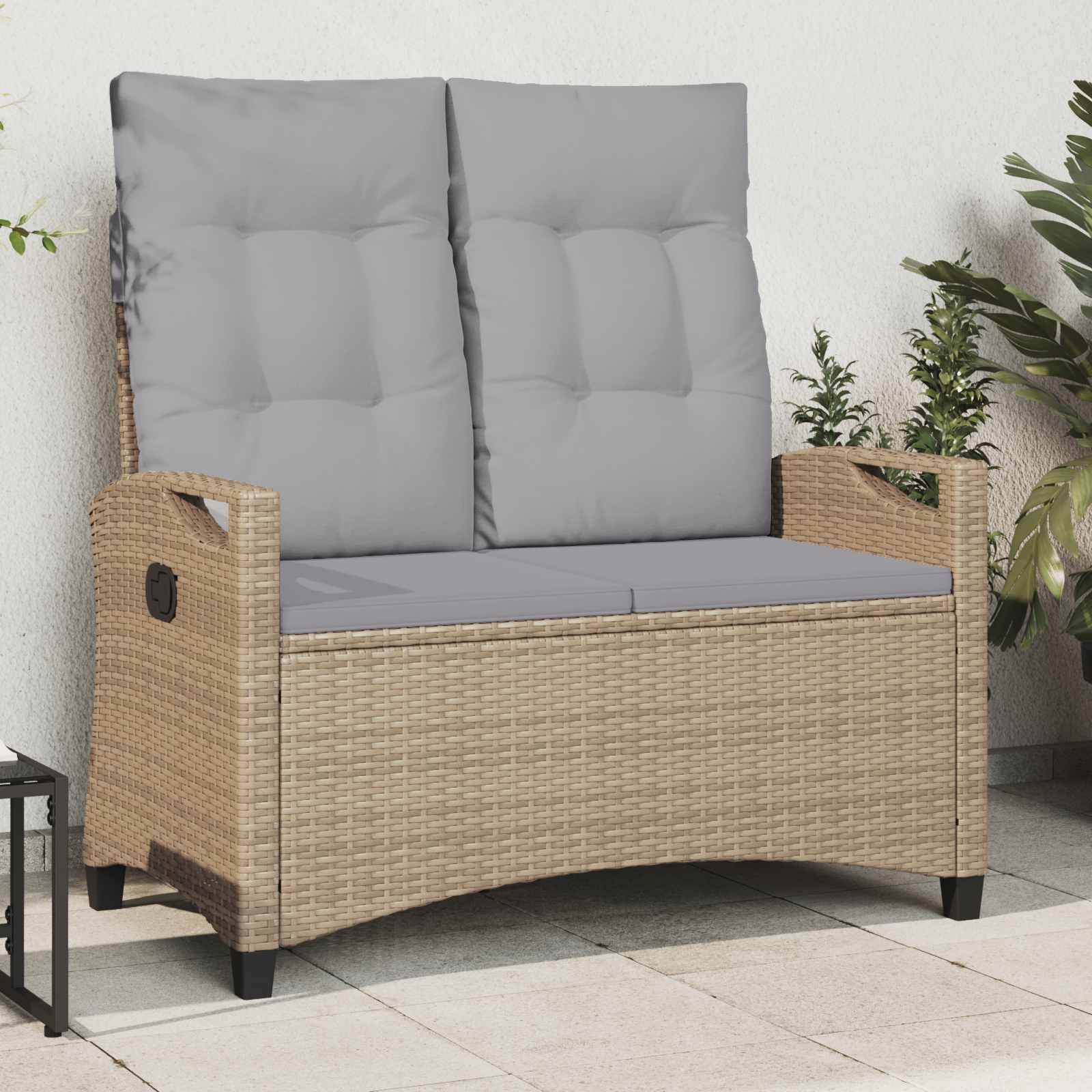 vidaXL Trädgårdsbänk med kudde Beige och Ljusgrå 105 x 60 x 112 cm