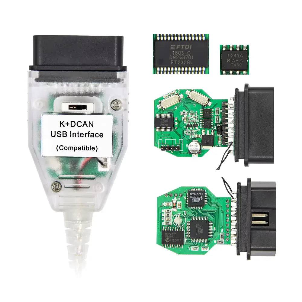 K DCAN USB Interface OBD2 Auto Scanner Tool för BMW – med Switch