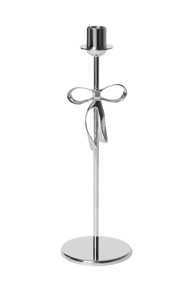 MANO ATELIER Mässingsljusstake med rosett 29 cm Ljuslyktor & ljushållare Silver ONESIZE