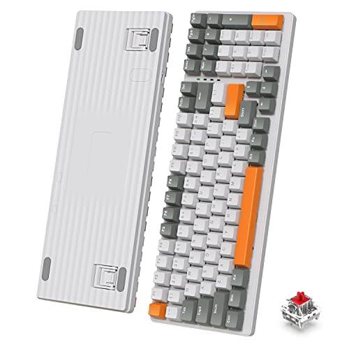 ZIYOU LANG K3 Kabelbunden 100% Mekanisk Speltangentbord, LED Regnbågsbelysning, Med Sifferpanel, Linjära Röda Switchar, Full Anti-Ghosting, Full-Key Rollover, Metallpanel, Passar Mac/Win - Ljusgrå