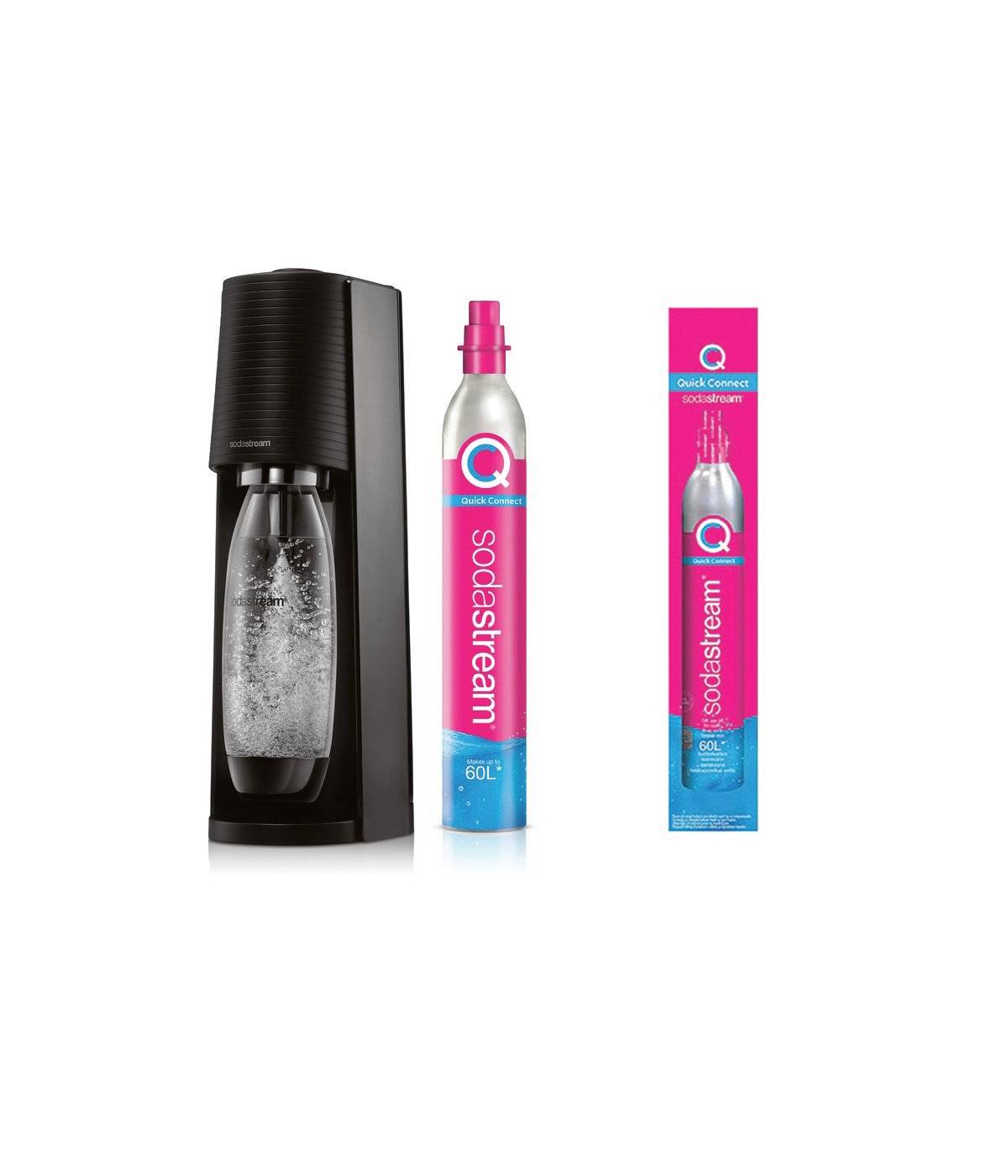 Sodastream - Terra - Black + 1 CQC Extra Cylinder - Bundle - Fri fragt og klar til levering - Prismatch